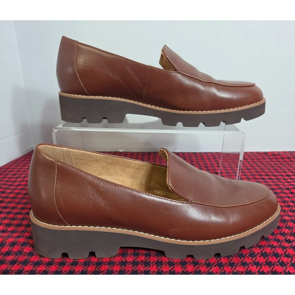 Vionic Kensley Women's Loafers 7.5 BrownLeather Slip On Orthotic Shoes w/inserts